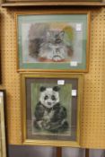 M. Gaston, a study of a cat, signed and dated 2006 together with a study of a panda by the same