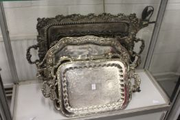 A good collection of plated twin handled trays.