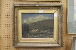 A 19th century English school Mountainous Landscape with a Cottage oil on canvas.