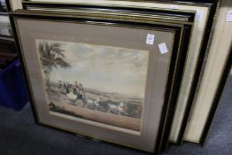 A group of five colour prints depicting coaching scenes.