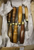 A good collection of woodworking chisels, various makers.