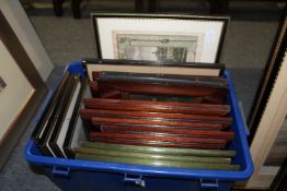 A rosewood framed engraving Figures in an Interior and a group of topographical prints.