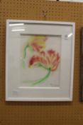 Abstract flowers watercolour, signed.