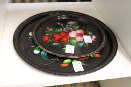 Two Russian floral painted trays.