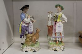 A pair of modern Dresden figures, Shepherd and Shepherdess.
