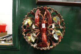 A continental Majolica moulded lobster dish.
