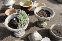 A good pair of composite pedestal garden planters.