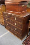 A 19th century mahogany chest of two short and three long drawers (lacking feet).