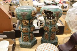 A pair of Chinese pottery stands (AF).