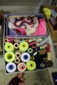 Colourful cotton thread and other textile items.