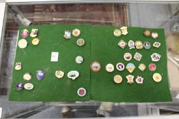 A quantity of enamel badges.