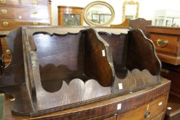 An oak hanging corner shelf.