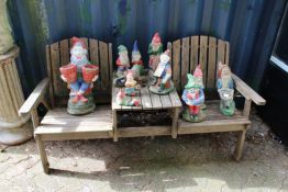 A garden bench seat / table.