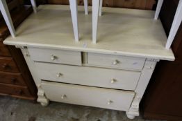 A painted pine chest of drawers.