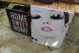 Two modern canvas prints.