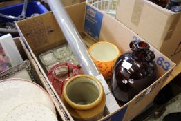 An hors d'oeuvres set, colourful vases, a Roman blind etc.