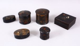 A MIXED LOT OF CHINESE 19TH / 20TH CENTURY LACQUER LIDDED BOXES, each with decoration of figures and