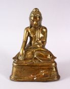 A 19TH CENTURY BRONZE SEATED BUDDHA, 17cm high.