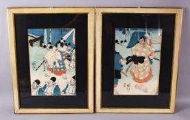 A PAIR OF JAPANESE MEIJI PERIOD WOODBLOCK PRINTS OF WARRIORS - Each depicting a view of a warrior