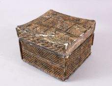 A 19TH CENTURY EGYPTIAN CARVED STONE LIDDED MEDICINE BOX, carved with four sections, and a keyed