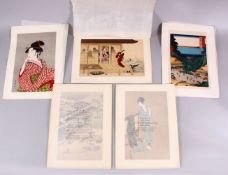 A SET OF FOUR JAPANESE WOODBLOCK PRINTS - FORMINGG PART OF A COLLECTABLE SERIES, each mounted to