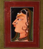 AN INDIAN PORTRAIT PAINTING OF KISHANGARH, mounted, overall 40cm x 35cm