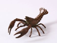 A JAPANESE BRONZE FIGURE OF A CRAYFISH / LOBSTER, The underside with a seal mark, 10cm
