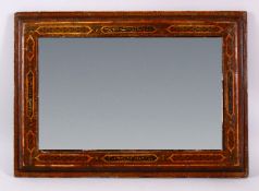 A LARGE 19TH CENTURY PERSIAN QAJAR KHATAMKARI MOSAIC INLAID WOODEN MIRROR, with calligraphy panels