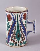 A 19TH CENTURY FRENCH SAMSON POTTERY IZNIK STYLE POTTERY JUG, the jug decorated in iznik style