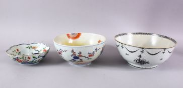 MIXED LOT OF THREE; CHINESE EXPORT BOWL - CHINESE WUCAI DISH - JAPANESE IMARI BOWL, each with