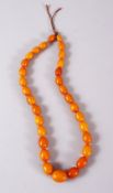 A SET OF AMBER BEADS, comprising of 31 beads.