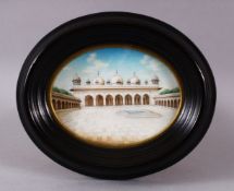 A FINE QUALITY 19TH CENTURY INDIAN IVORY MINIATURE PAINTING, depicting Moti Massid 'Pearl Mosque',