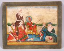 A FINE INDIAN MINIATURE PAINTING - the painting depicting a seated young prince surrounded by