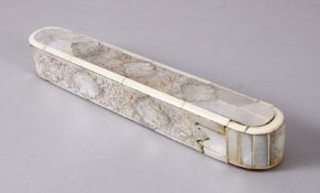 A VERY FINE 19TH CENTURY ISLAMIC PERSIAN MOTHER OF PEARL QALAMDAN / PEN BOX, with finely carved