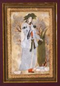 A SAFAVID MINIATURE PAINTING OF A PRINCE, the painting alone 14cm x 9.5cm