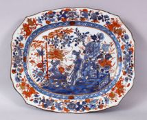 A CHINESE 18TH / 19TH CENTURY CLOBBERED PORCELAIN SERVING DISH, 34CM X 29CM
