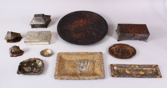 A MIXED LOT OF ELEVEN JAPANESE MEIJI / TAISHO SOFT METAL / ANTIMONY ITEMS, comprising 6 relief