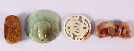 FOUR VARIOUS JADE AND HARDSTONE PIECES.