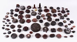 A LARGE COLLECTION OF CHINESE HARDWOOD STANDS & COVER, of varying style, size and timber (qty )