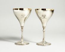 A PAIR OF SILVER CHAMPAGNE GOBLETS, Birmingham, 1971