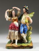 A SAMSON OF PARIS PORCELAIN GROUP OF A TURKISH MAN AND WOMAN DANCING 9ins high