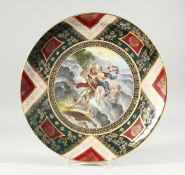 A VIENNA CIRCULAR PLATE painted with a classical scene. Vienna mark in puce 12ins diameter
