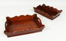 TWO MAHOGANY CUTLERY TRAYS 11.5ins long