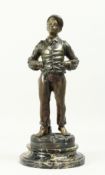 ANTONY BAILLY A GOOD BRONZE OF A WHISTLING BOY. Signed, on a circular base. 13ins high