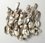 A MIXTURE OF GEORGIAN, VICTORIAN AND LATER CUTLERY Weighs 80oz.