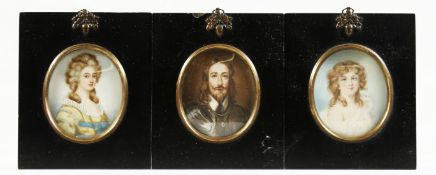 THREE OVAL MINIATURES OF VAN DYKE AND TWO LADIES