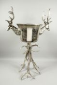A LARGE STAG'S HEAD WINE COOLER ON STAND 41ins high.