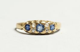 AN 18TH CENTURY DIAMOND AND SAPPHIRE RING