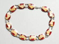 A SILVER AND ENAMEL NECKLACE