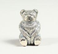 A CAST SILVER NOVELTY TEDDY BEAR PIN CUSHION